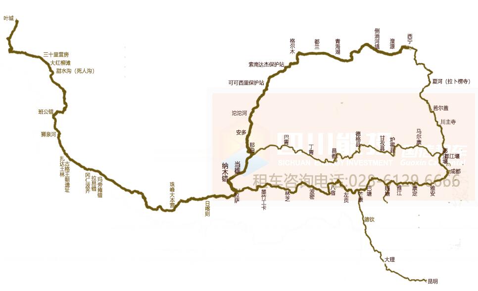 滇藏线青藏线自驾游地图