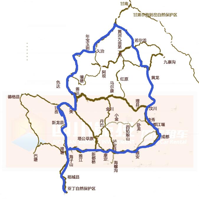 川西环线九寨自驾游地图
