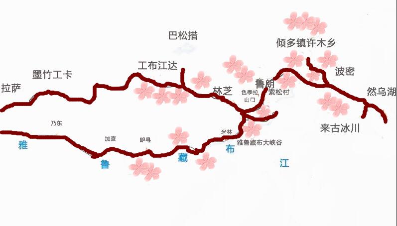 林芝桃花节旅游地图
